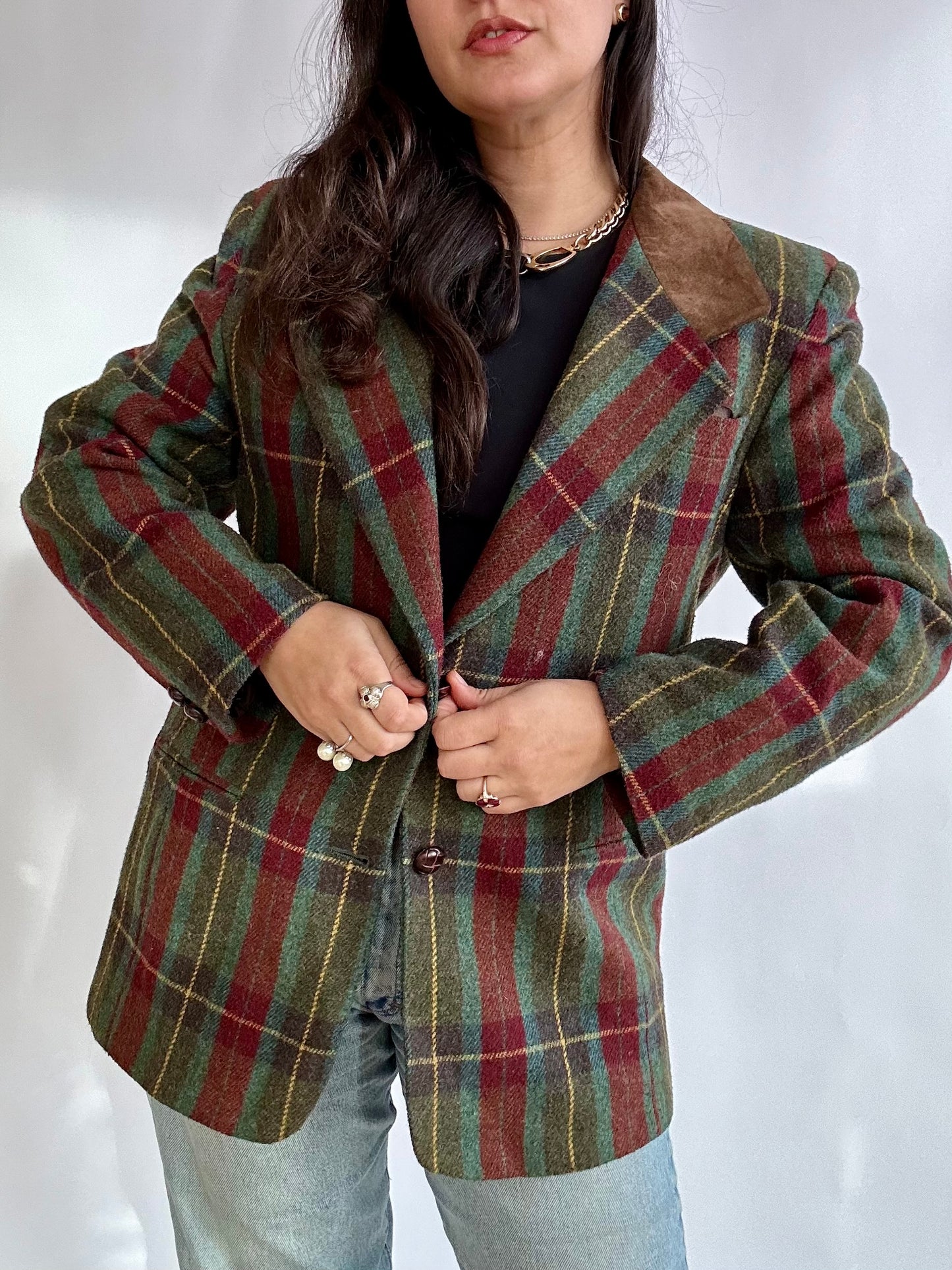 Late 80s / 90s Wool Blend Plaid Blazer