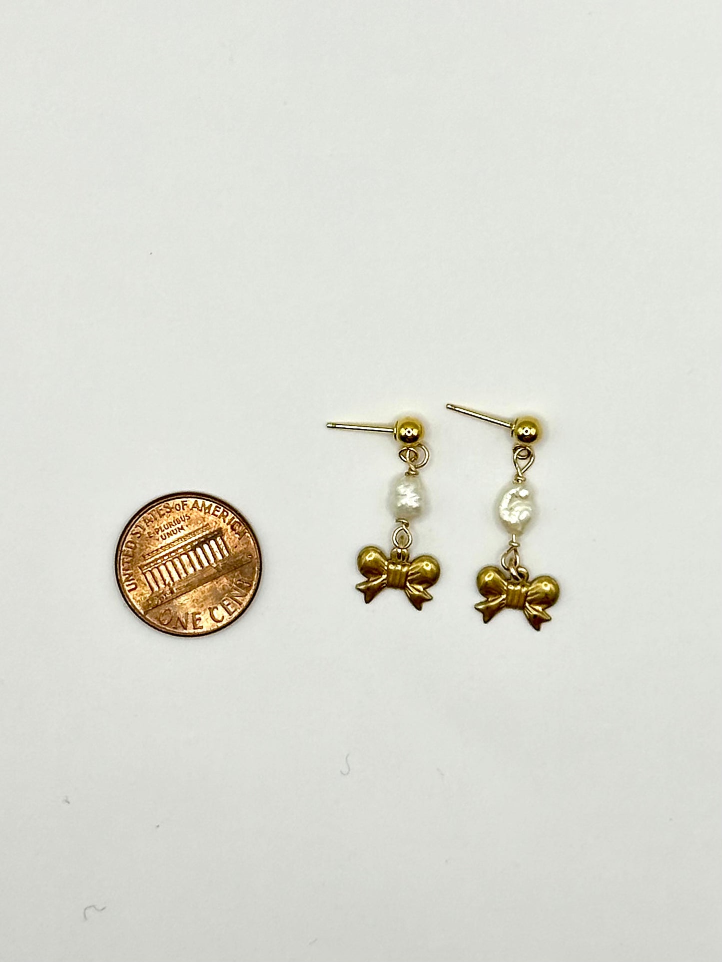 Vintage Rice Pearl and Bow Dangles