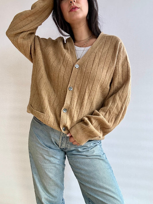 Vintage Tan Wool Cardigan