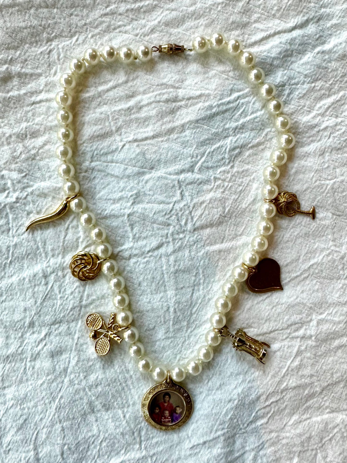 Vintage Pearl Charm Necklace