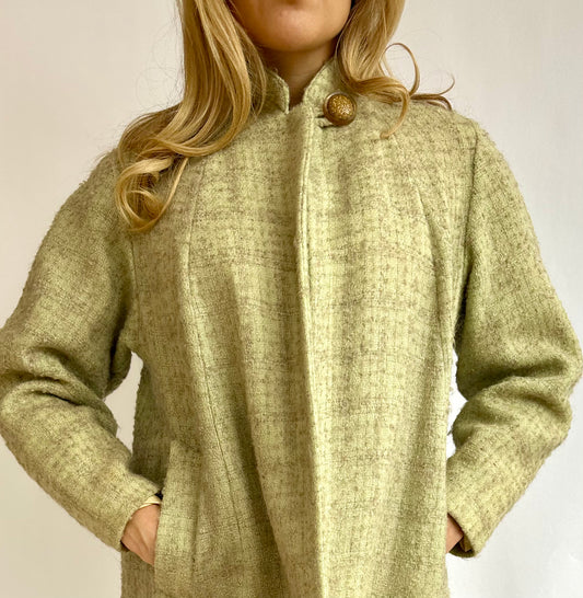 1960's Vintage Green Wool Blend Tweed Coat