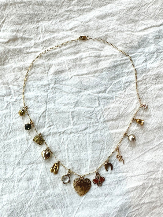 Vintage Gold Charm Necklace