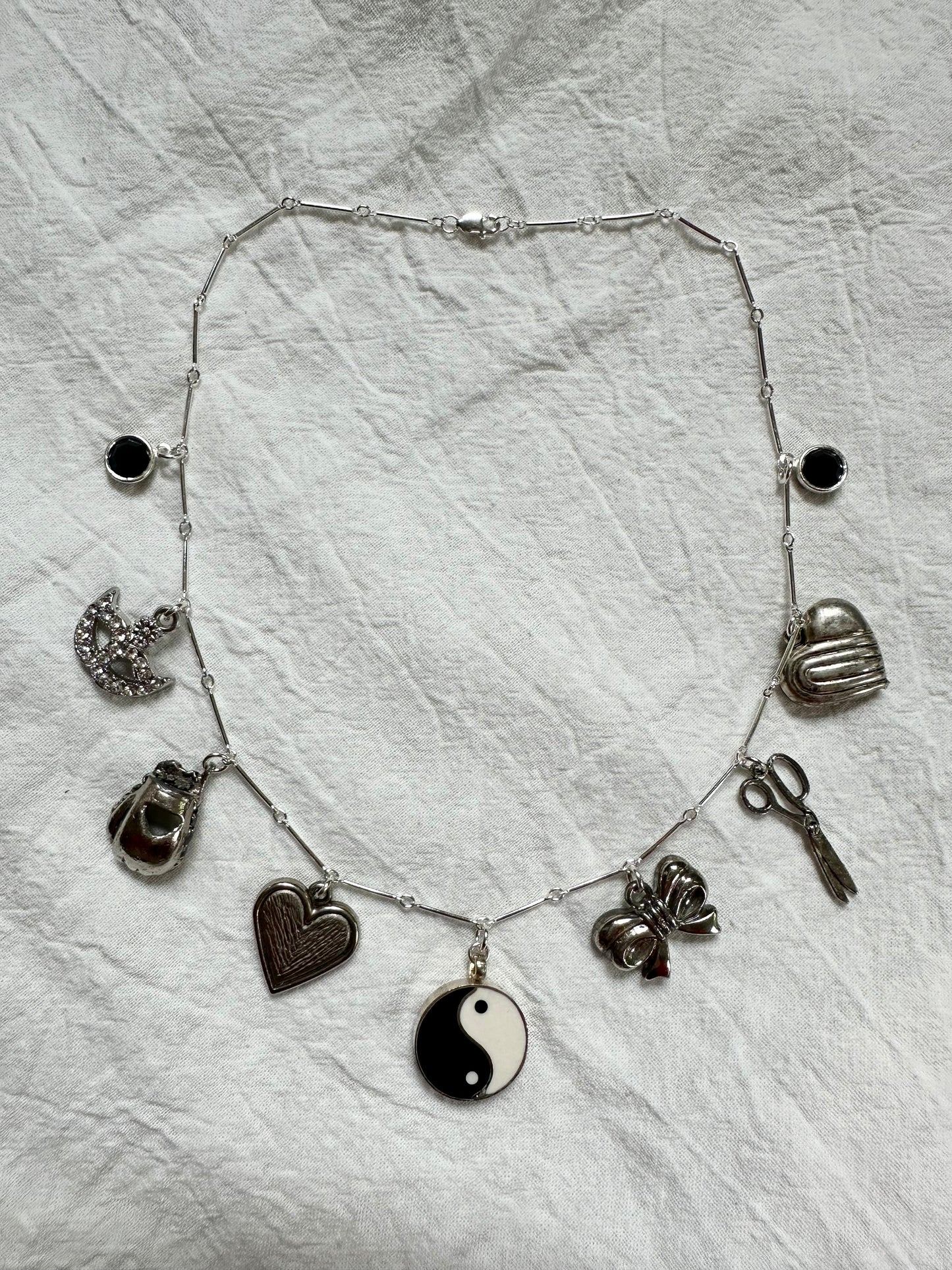 Sterling Silver Yin Yang Vintage Charm Necklace