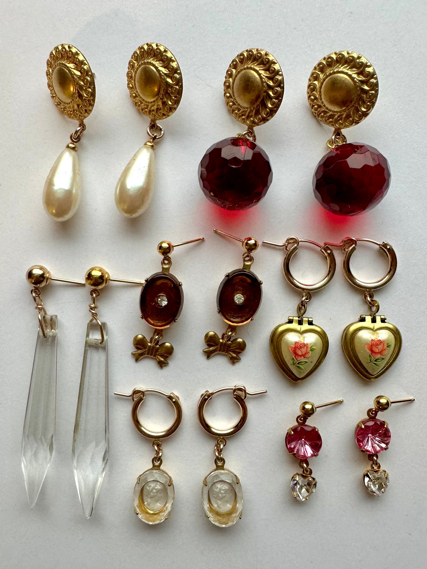 Vintage red glass ball earrings