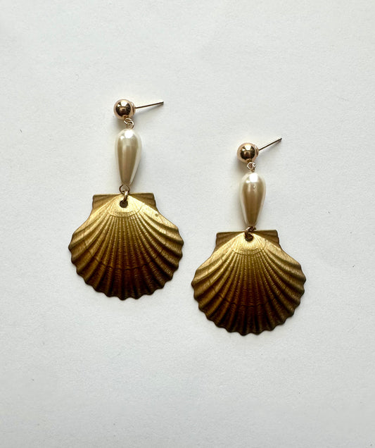 Seashell Pearl Dangles