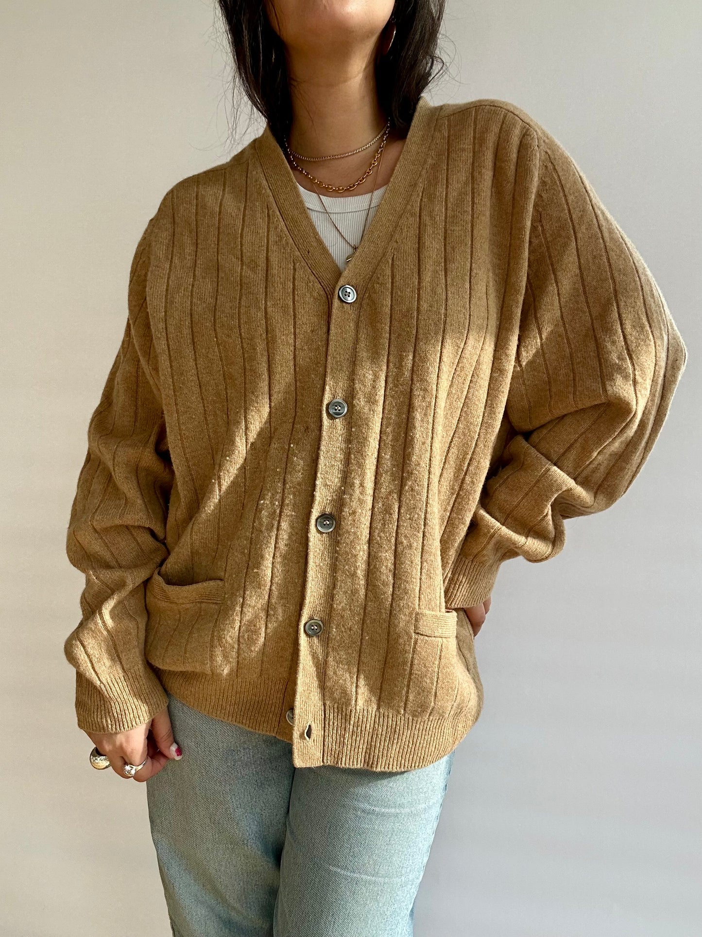 Vintage Tan Wool Cardigan