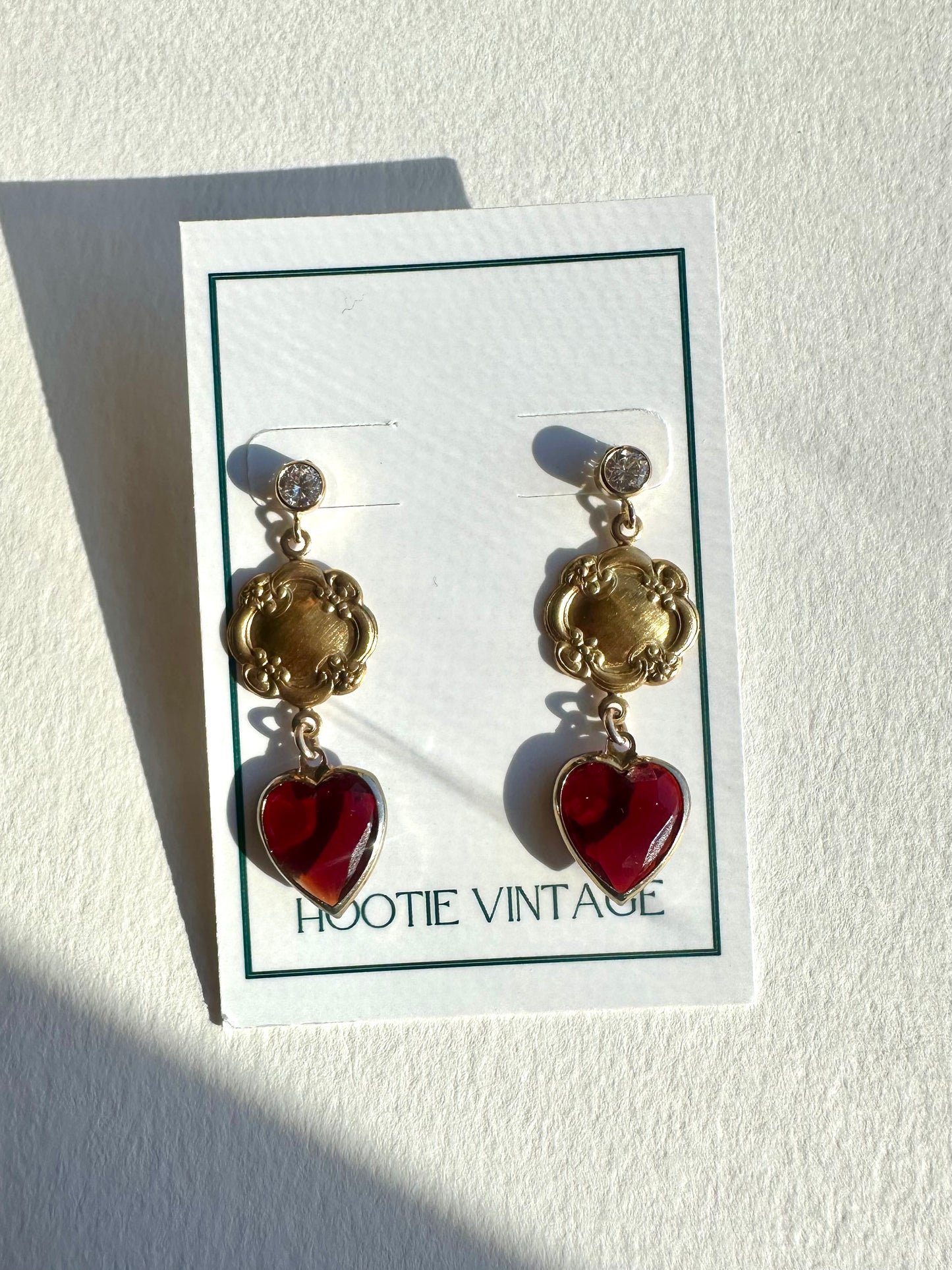 Vintage Glass Hearts Drop Earrings