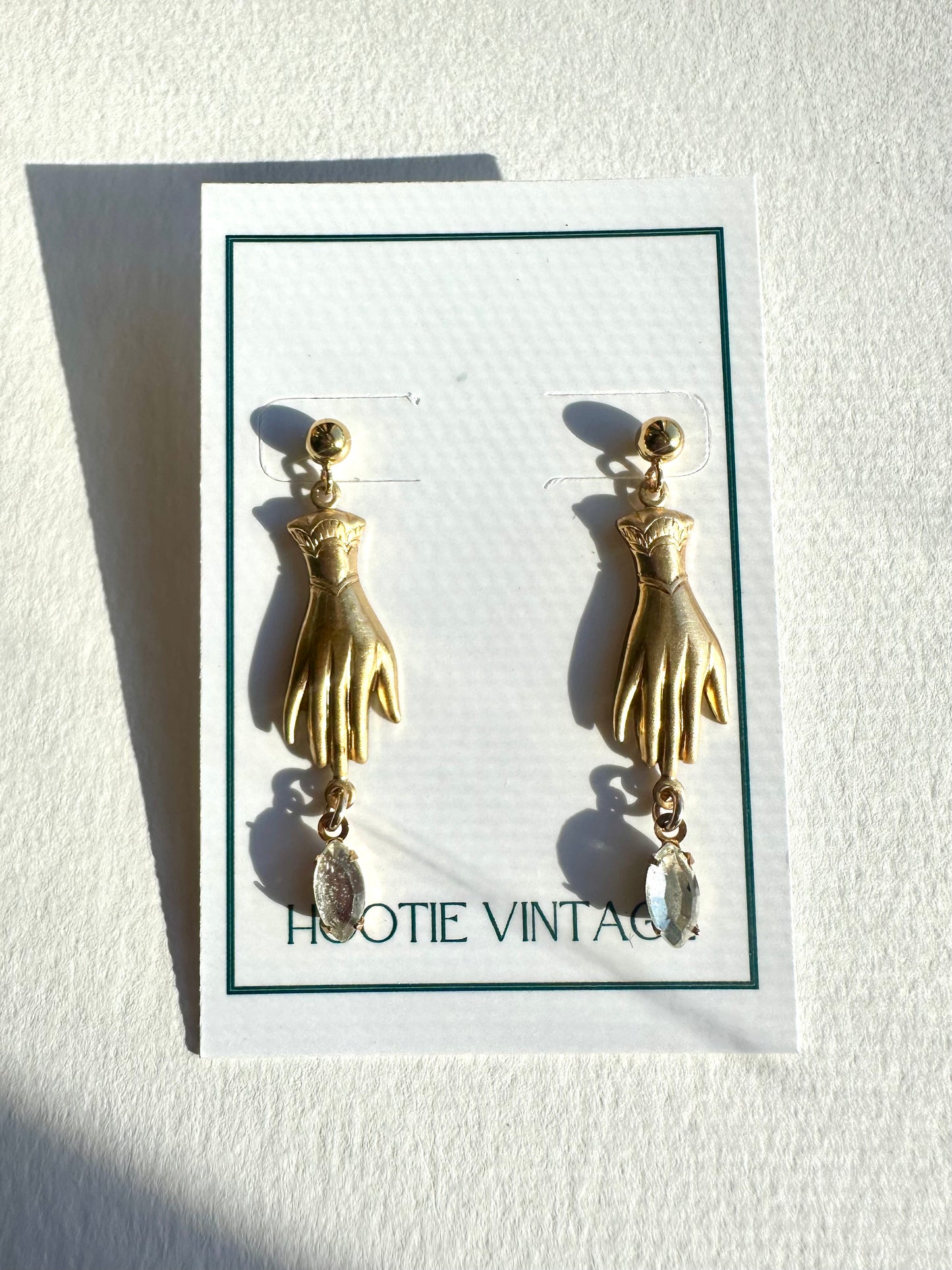 Vintage Glove to Rhinestone Earrings