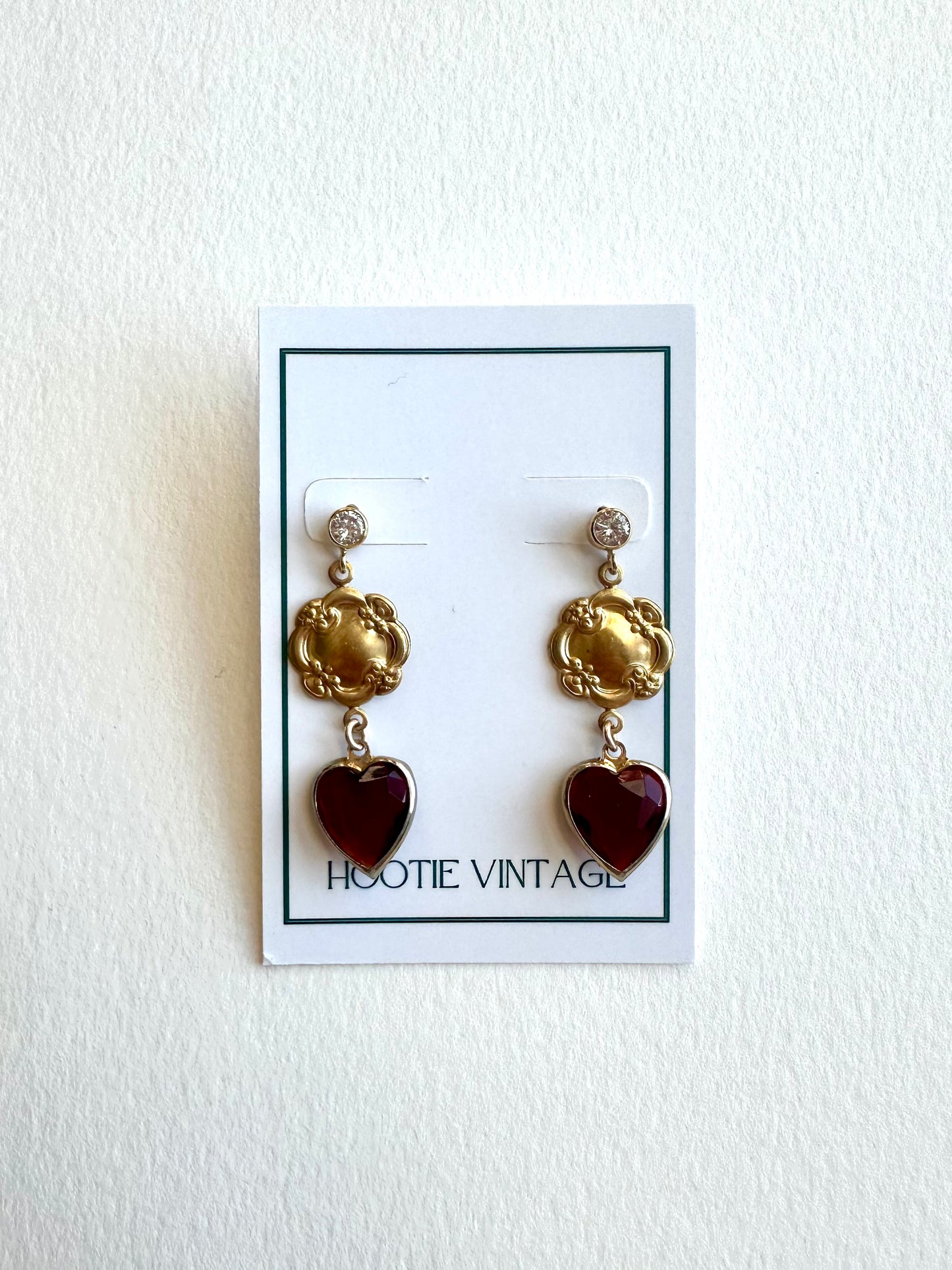 Vintage Glass Hearts Drop Earrings