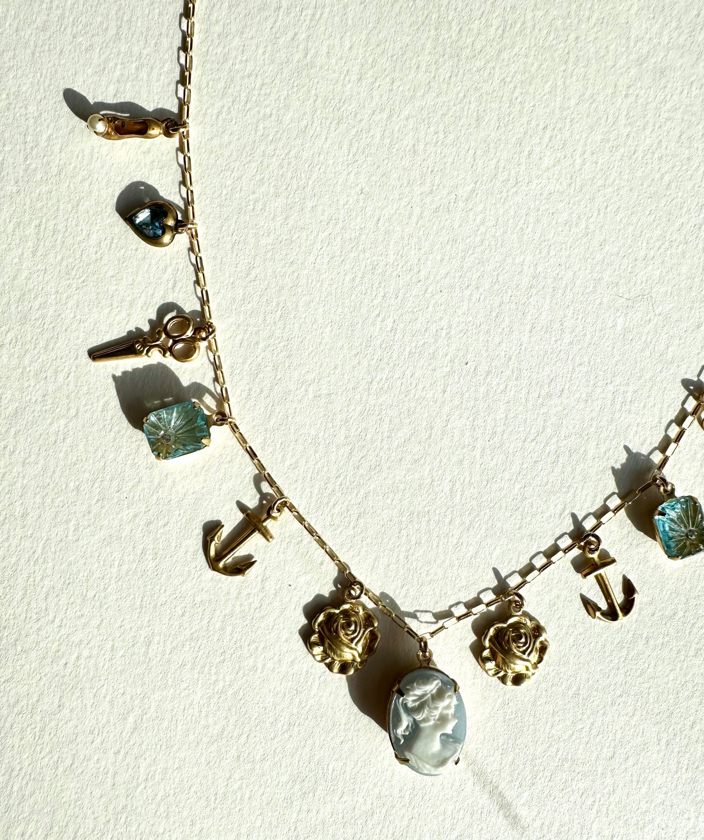 Blue Cameo Charm Necklace