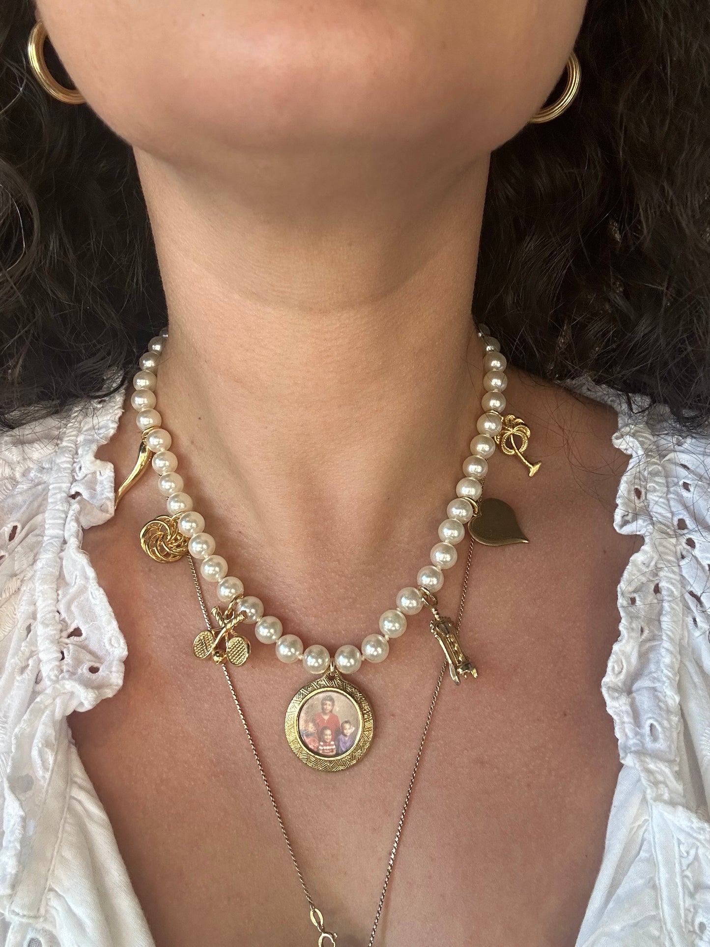 Vintage Pearl Charm Necklace