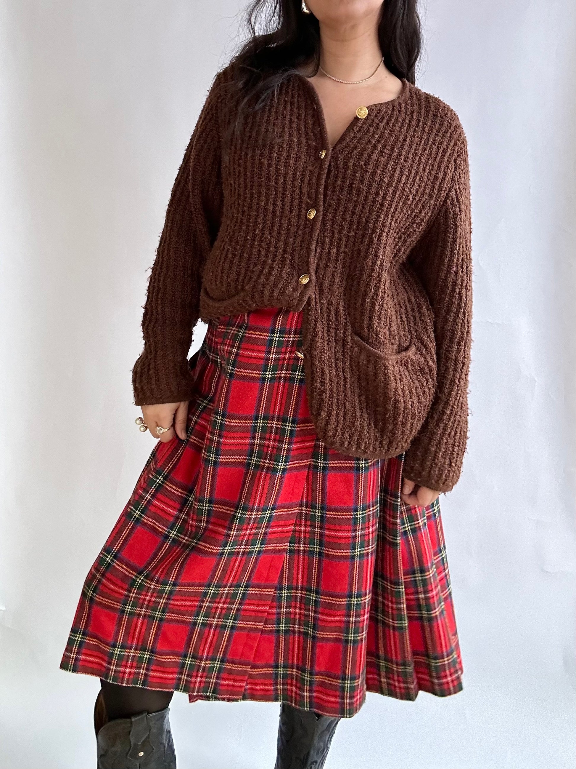 Vintage Irish Wool Plaid Pleated Midi Skirt – Hootie Vintage