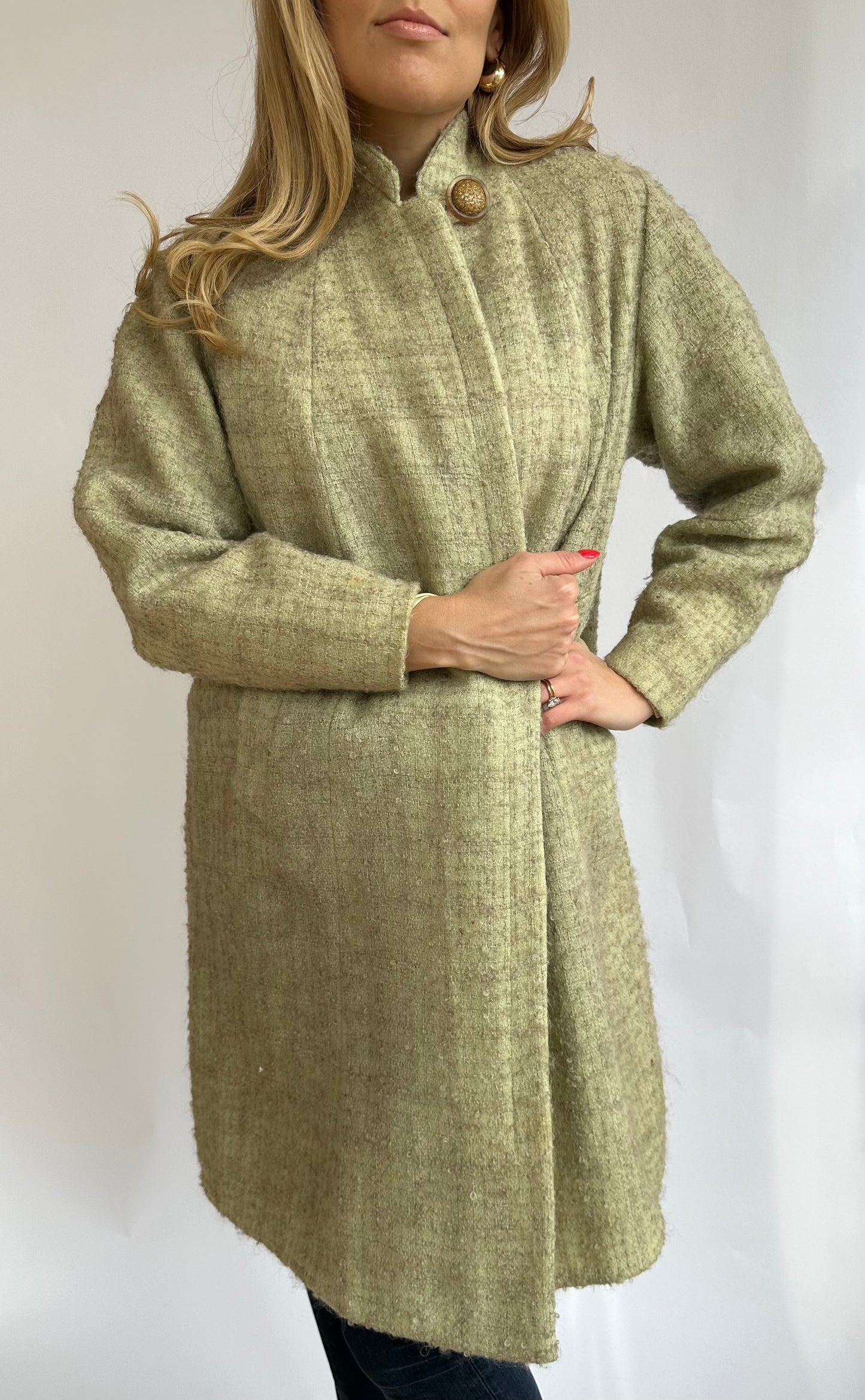 1960's Vintage Green Wool Blend Tweed Coat