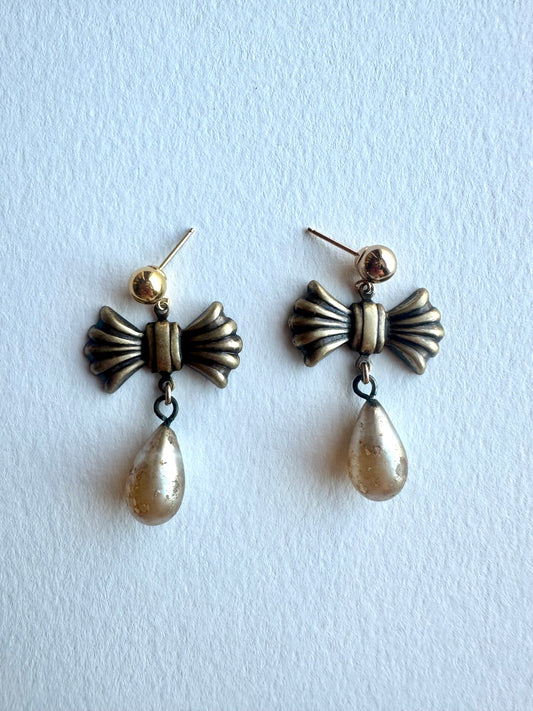 Vintage Bow Drop Earrings