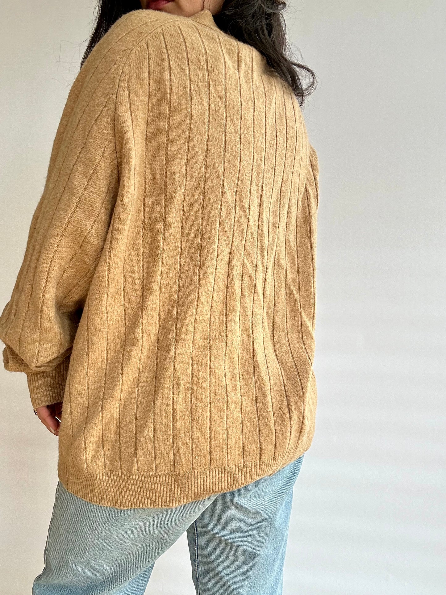 Vintage Tan Wool Cardigan