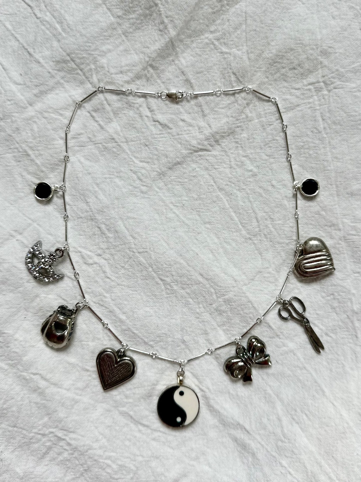 Sterling Silver Yin Yang Vintage Charm Necklace