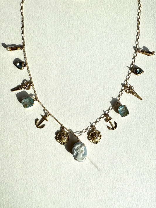 Blue Cameo Charm Necklace