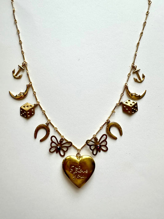 “I love you”vintage Charm Necklace