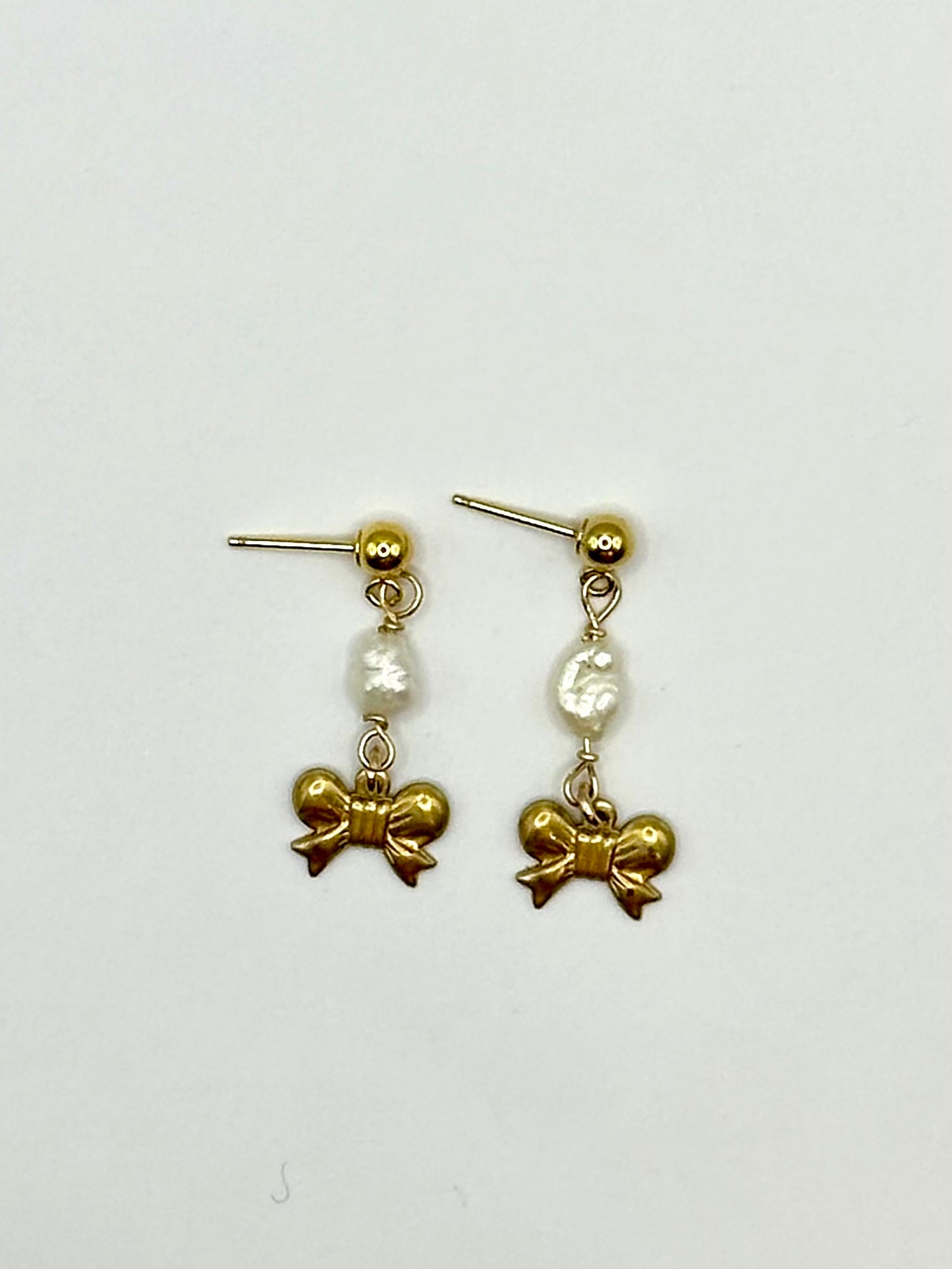 Vintage Rice Pearl and Bow Dangles