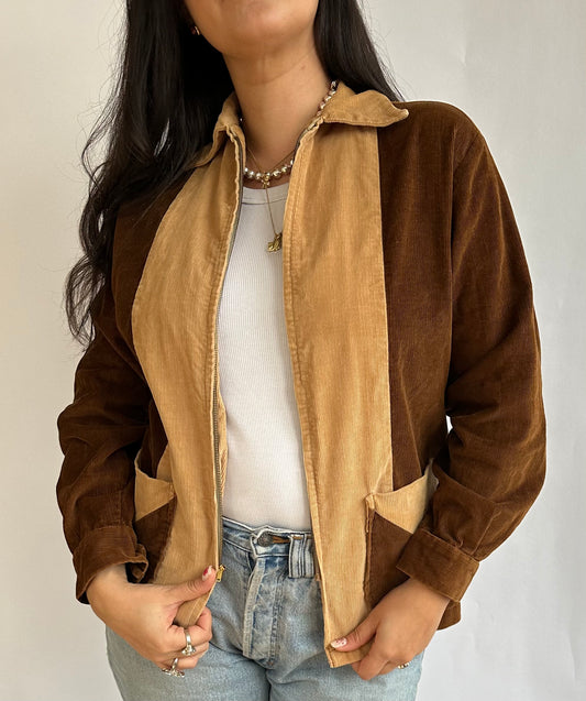 1970s Vintage Corduroy Two Toned Brown Jacket