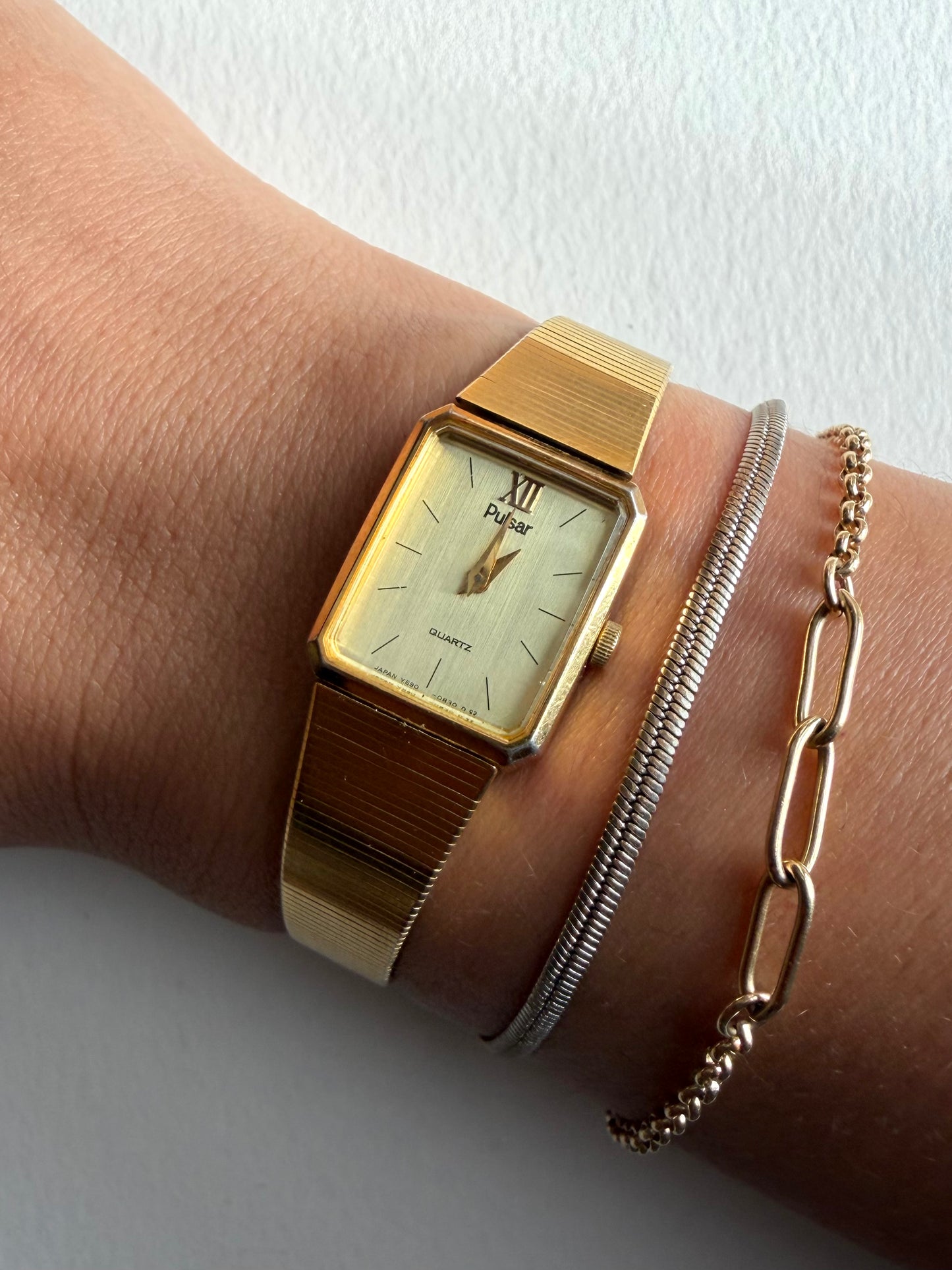 Vintage Pulsar Gold Tone Tank Watch