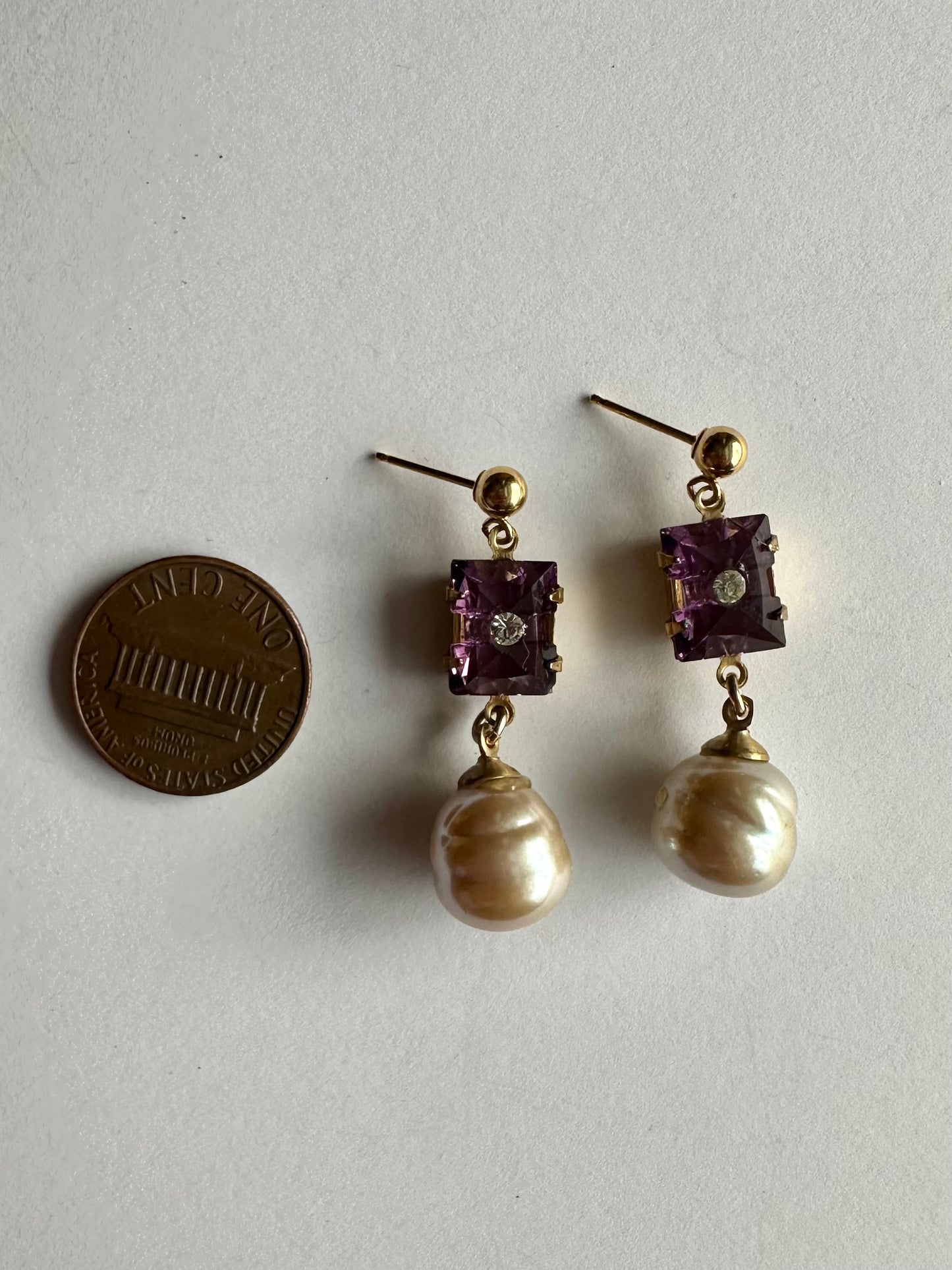 Vintage Purple Pearl Dangles