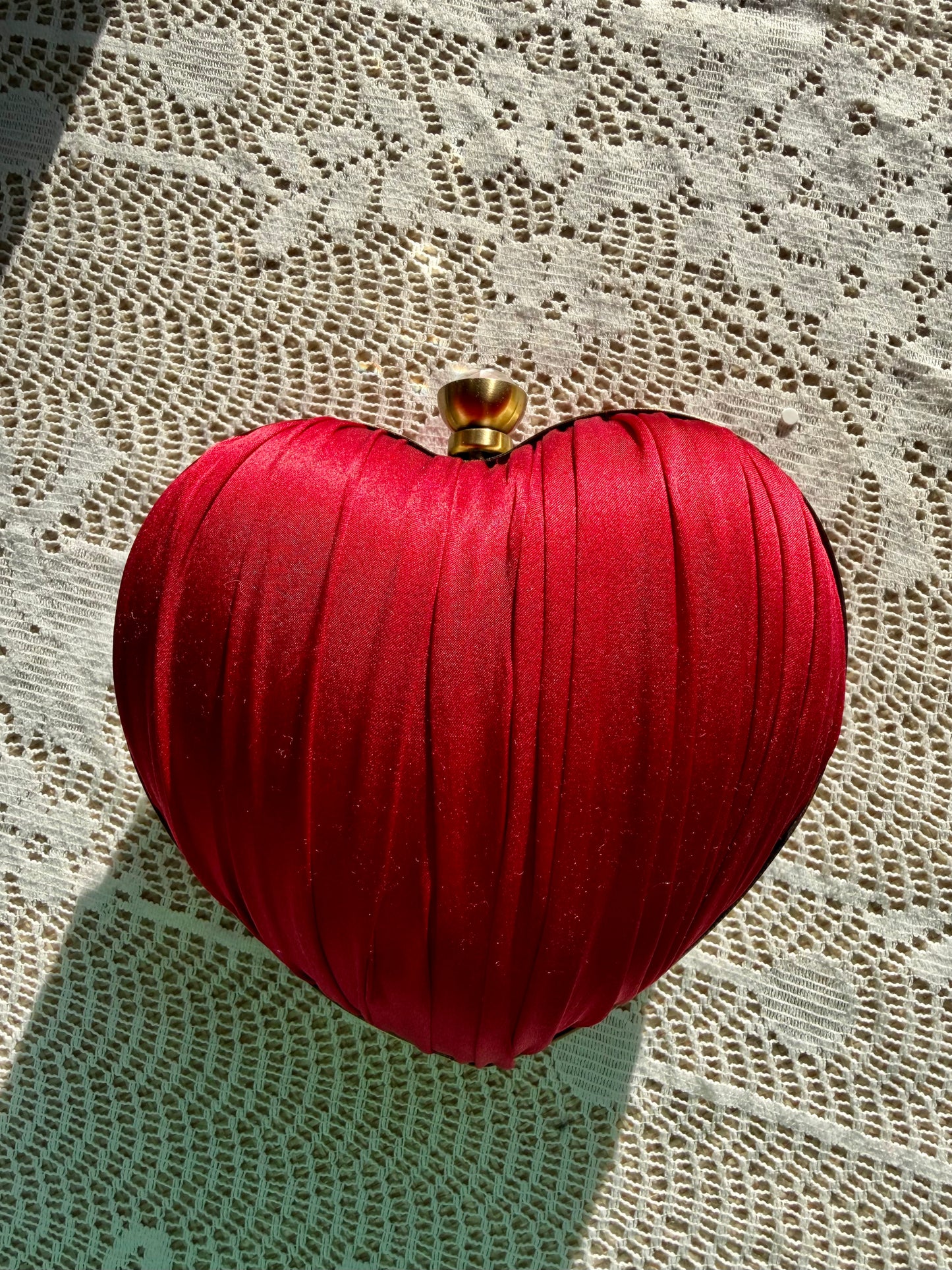 Vintage Italian Satin Heart Clutch Purse