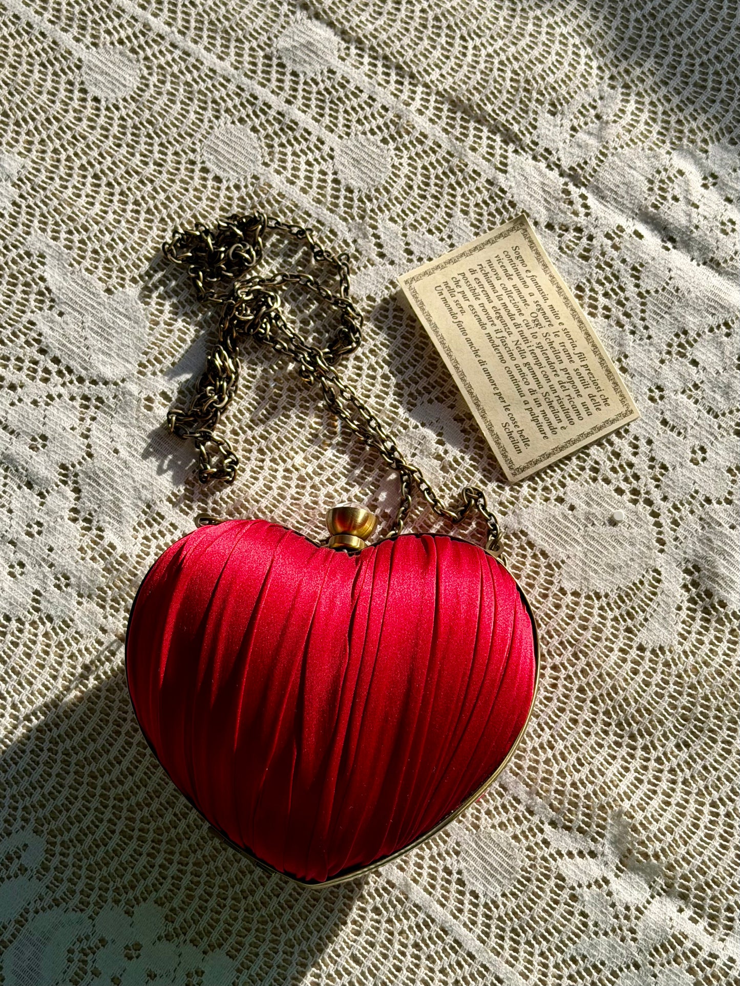 Vintage Italian Satin Heart Clutch Purse