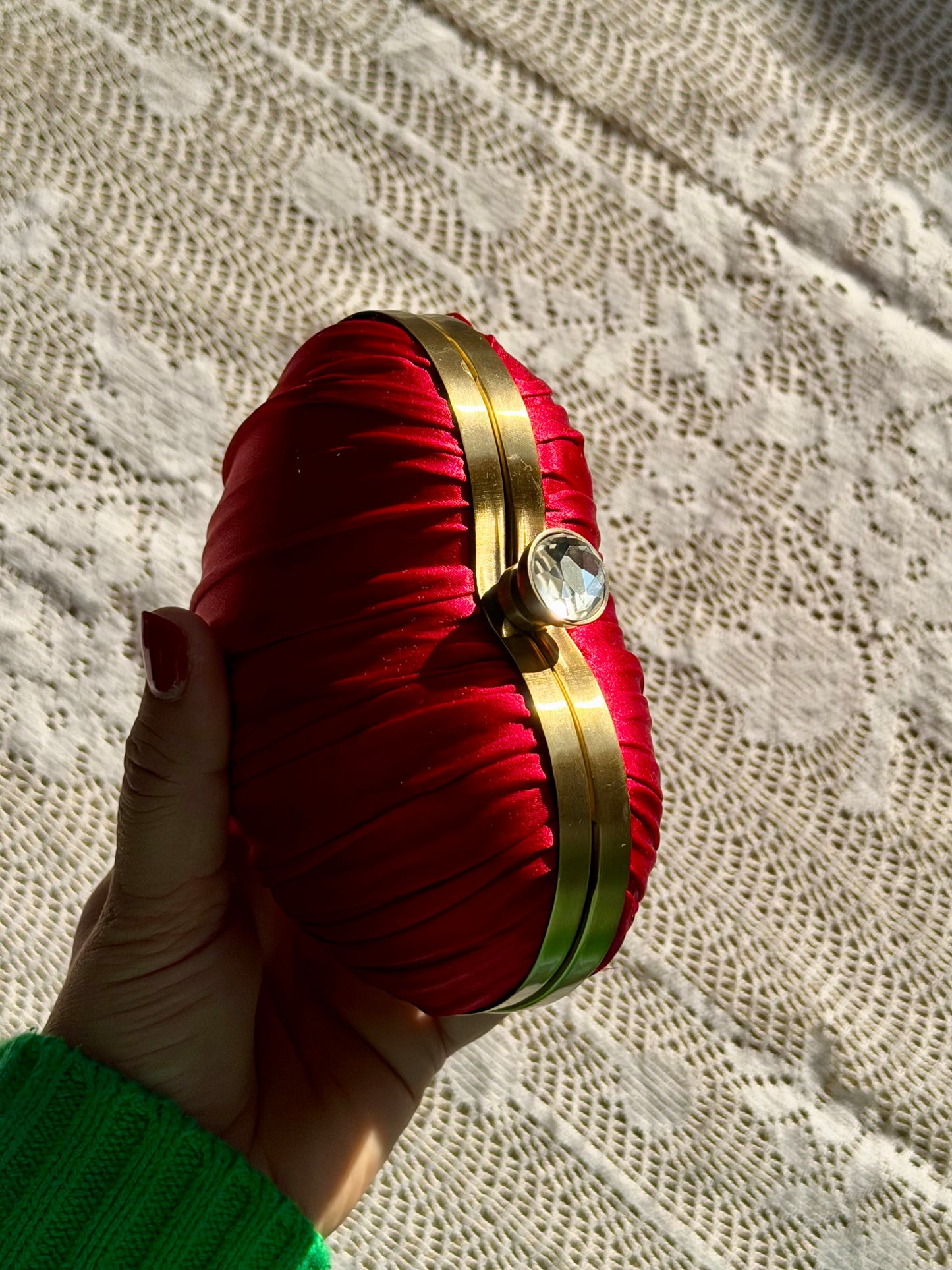 Vintage Italian Satin Heart Clutch Purse